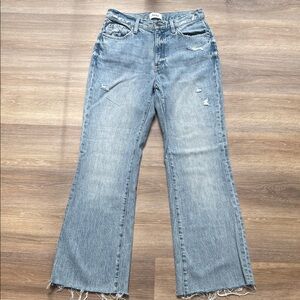 Pistola Light Wash Distressed Raw Hem Flare Jeans Sz 27